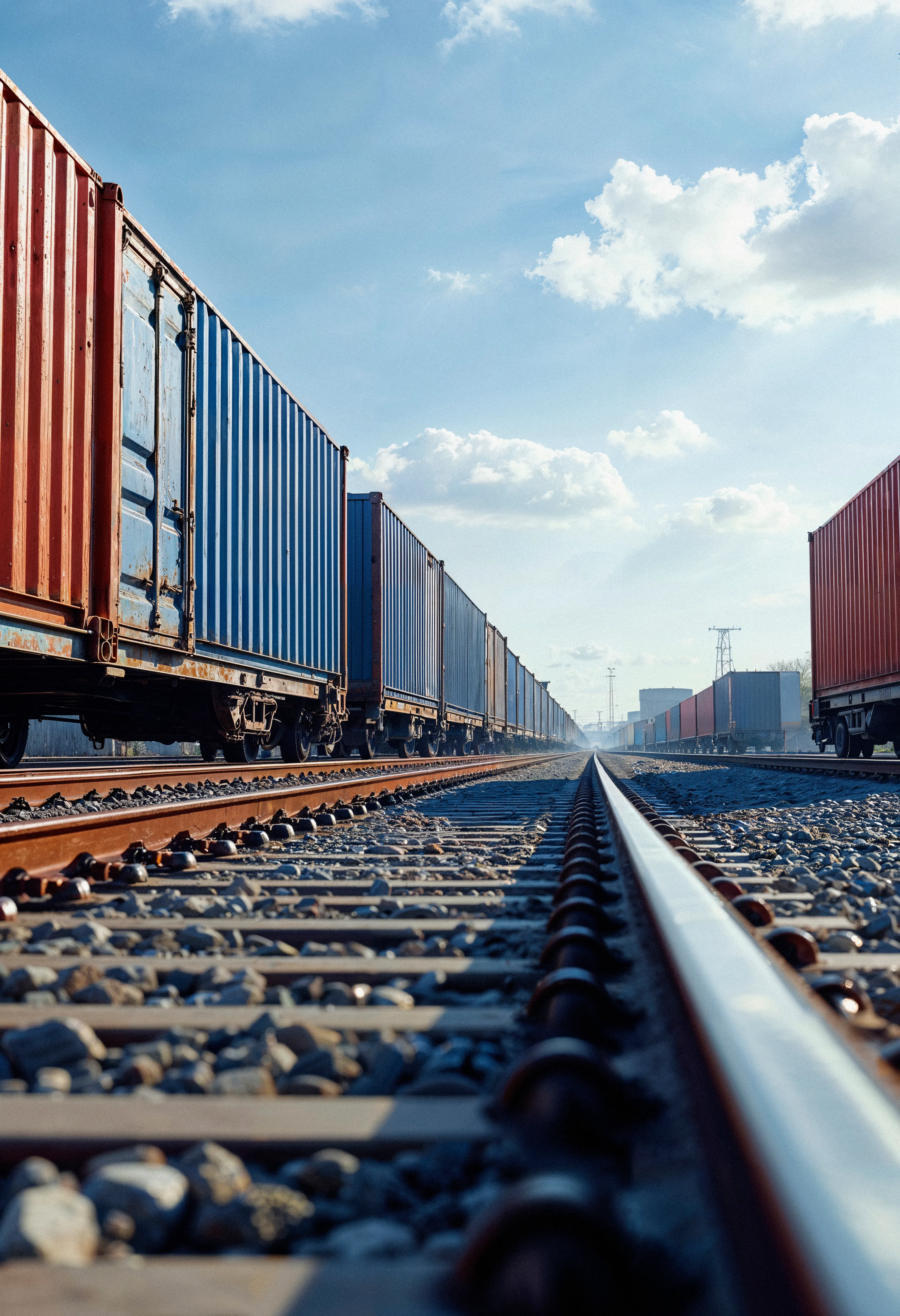 Vías de tren con contenedores